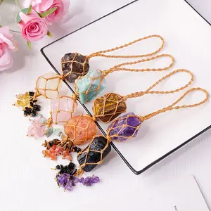 Crystal Car Decoration Pendant Fashion Home Decoration Natural Healing Crystal Gorgeous Stone Gemstone Jewelry Energy Love Girlfriend Boyfriend Souvenir Valentine Anniversary New Year Christmas Halloween Birthday Gift