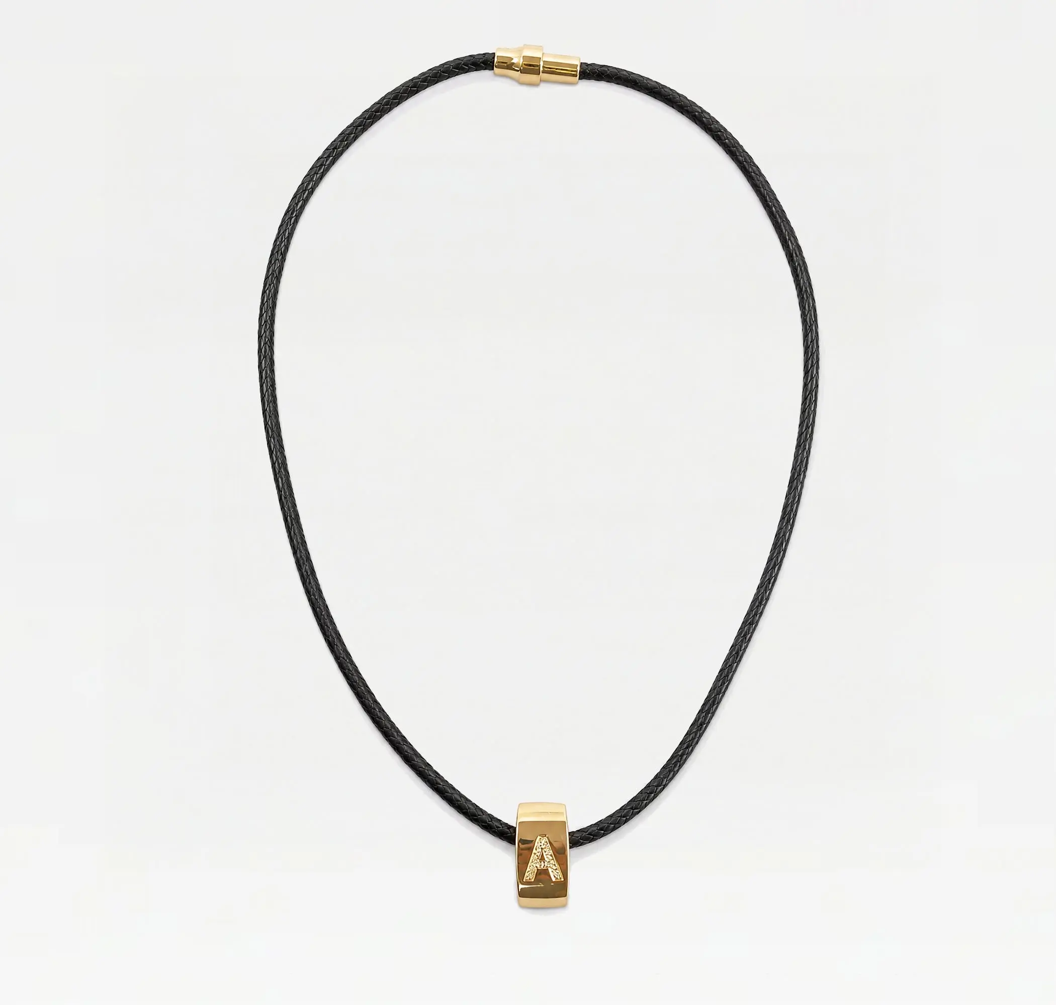 THE PAVE' BLOCK INITIAL CORD NECKLACE