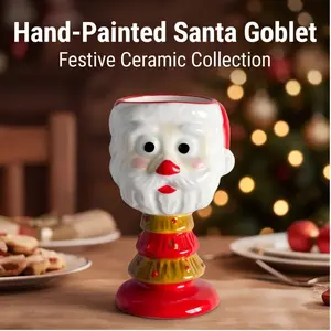 Creative Ceramic Cup Ice Cream Bowl, Kids Cartoon Cutlery, Unique Tall Glass, Santa Claus Shape, High-Temperature Fired