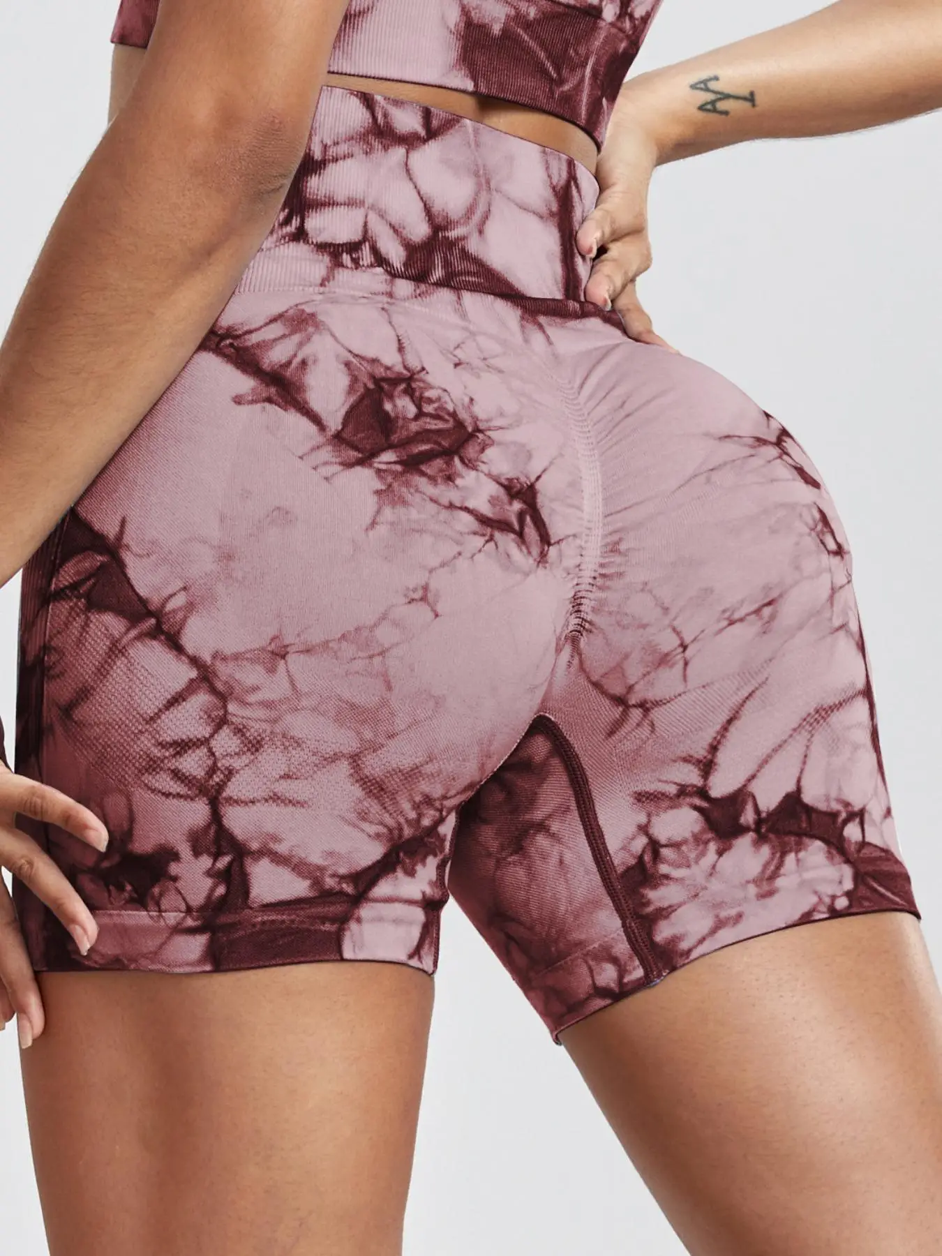 Women's Tie Dye Print High Waist Sports Short Leggings, Summer Outfits 2024, Sporty Stretchy Seamless Skinny Shorts, Clearance Items 2024, Ladies Summ