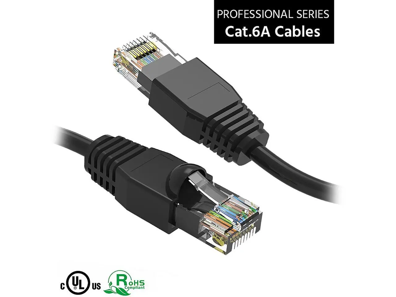 Nippon Labs 6Ft Cat6A UTP Ethernet Network Booted Cable,24AWG 6 Feet Gigabit LAN Network Cable RJ45 High Speed Patch Cable, Black, 60CAT6A-6BK