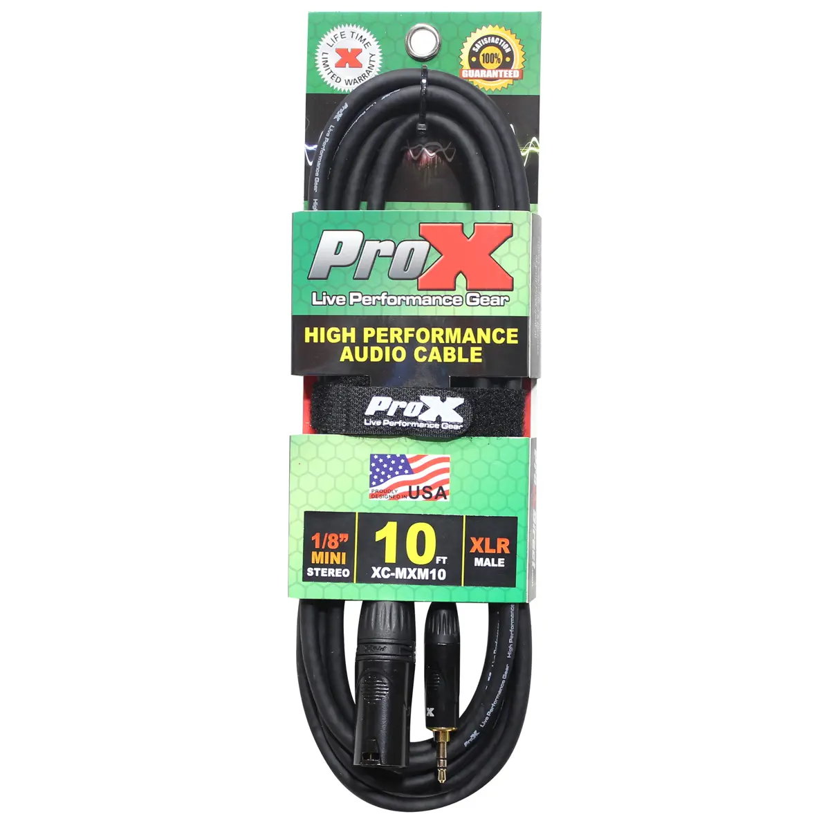 ProX XC-MXM10 High Performance Braided Audio Cable - 10' 1/8"(3.5mm) TRS Mini to XLR-M Unbalanced, Noise-Reducing, Compact, OFC Copper, Compatible with Speakers, Headphones, Recorders, Devices
