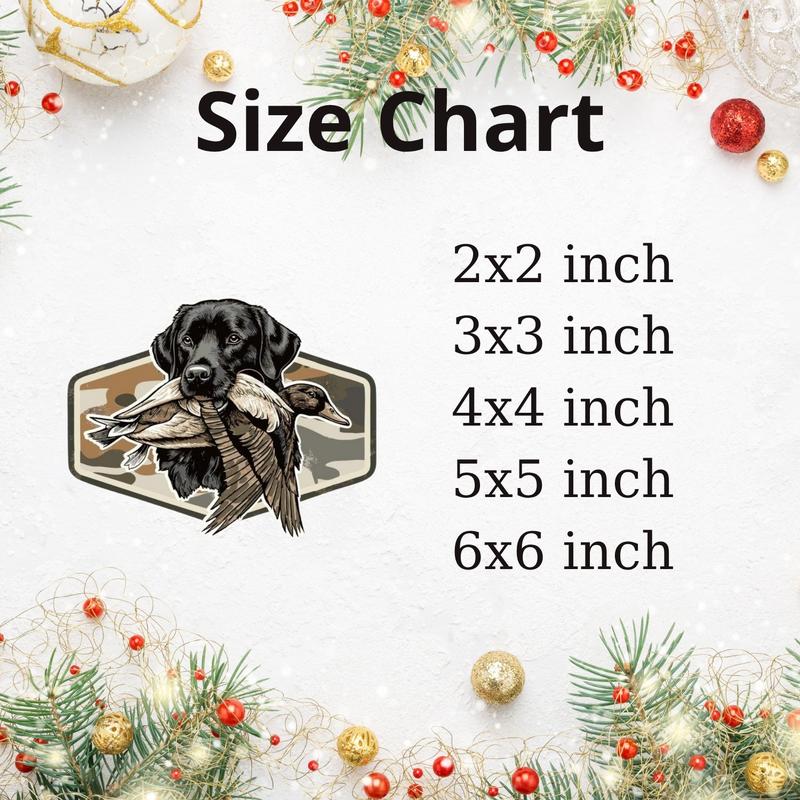 _Black Lab Hunting Dog with Duck Sticker, Duck Camo Labrador Decal, Retro Camo Hunting Patch Hunting Boys Sticker