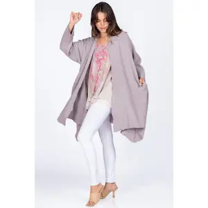 J4984A Mineral Washed Double Gauze Dusty Lilac Cardigan
