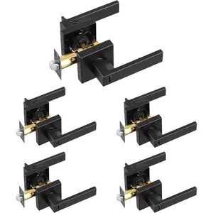 VEVOR Passage Door Handle, 6-Pack Matte Black Interior Door Lever, Left or Right Reversible Non-Locking Handle Lever, 45 Rotation to Open, Square Door Handles for Hallways, Closets, Meeting SpacesVEVOR Super Brand Day
