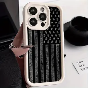 Silver and Black Flag Print Phone Case for iPhone 17/17Air/16/16 Pro/16 Plus/16 ProMax, 15/15Plus/15Pro/15Promax, 14/14Plus/14Pro/ 13/13Pro/13Promax/13Mini 12/12Pro/12Promax,/12Mini  11/11Pro/11Proamx X/xsmax Shockproof Durable Protective Case Soft