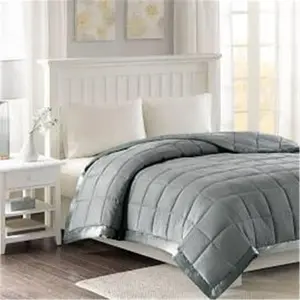 212 MAIN Twin Size Microfiber Down Alternative Quilted Blanket - 3M Moisture Wicking, Satin Binding Rich Edge, Softness, Warmth Through Seasons, Machine Washable for Night Warmth, Charcoal
