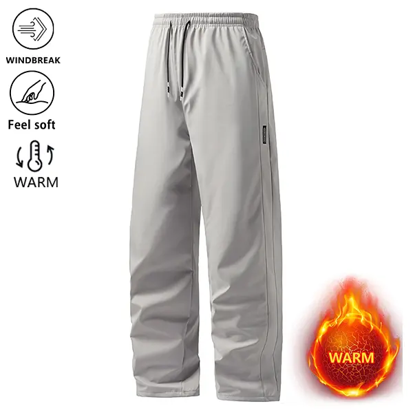 Men's Windproof and Warm Fleece-Lined Long Pants - Suitable for Mountaineering, Hiking and Everyday Casual Wear