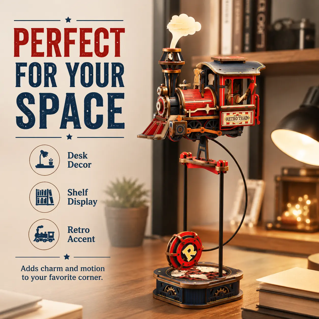 【ROKR】Power Express Pendulum Balance Toy, 3D Puzzle for Stress Relief, Classic & Novelty Toy rubber band ball