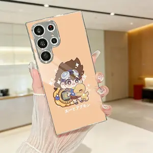 D-Digimon Adventure Phone Case Luxury Electroplated Metal Frame Case for Samsung Galaxy S25 S24 S23 Ultra, Mirror Tempered Glass Back, Slim Shockproof Anti-Scratch Protective Cover, Matte Finish, Camera Protection, Premium Feel, Accessories
