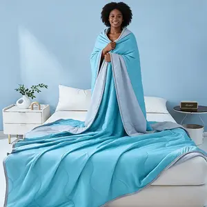 1pc Pure Color Cooling Blanket, Soft Breathable Skin-Friendly, Summer Home Office Use, Lightweight Thin Blanket