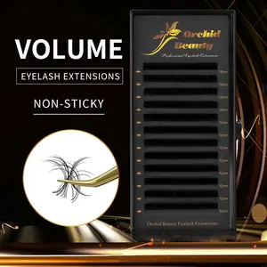 Orchid Lashes Extension Mink Individual Eyelash 12 Rows Matte Black Volume Eyelash Extensions Natural Classic Russian Soft Personal Artificial Mink False Lashes Premade Premium Cashmere Individual Beauty Salon Mink Lash Trays Stylists 8-15