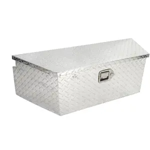 【GARVEE】39Inch Trailer Tongue Boxes,Heavy Duty Aluminum Trailer Tool Box With Lock and Keys,Diamond Plate Storage Box,Waterproof Trailer Box for Pick Up Truck Bed,RV Trailer,Silver