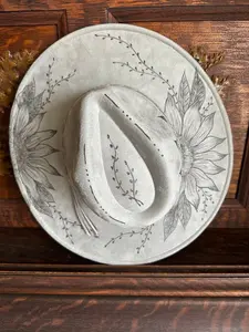 Light Gray Sunflower Suede Hat