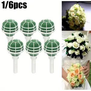 6pcs Floral Foam Bouquet Holders, Bridal Wedding Handheld Flower Holders, DIY Flower Arrangement Kit, DIY Floral Decoration for Wedding, Party & Home Decor