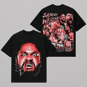 Jacob Fatu “Samoan Werewolf” Gildan Graphic T-Shirt, Jacob Fatu Collage Tee, Vintage WWE Wrestler Shirt, Bloodline Streetwear Graphic Tee, Retro Y2K Wrestling Shirt, Double-Sided Oversized Unisex Cotton T-Shirt, WWE Fan Gift