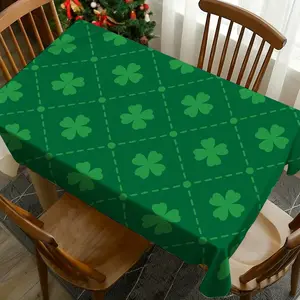 1 pc St Patrick's Day Four Leaf Clover Tablecloth, Washable Table Cover, Perfect for Picnics Camping Weddings Birthdays Restaurants Buffets, Washable Home Decor