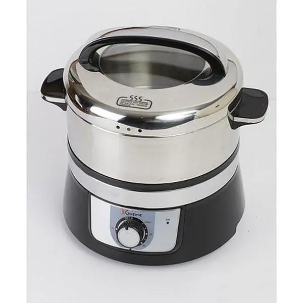 EuroCuisine Electric Stainless Steel Food Steamer - Black