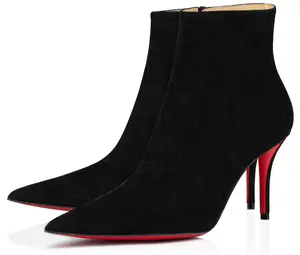 Christian Louboutin So Apostropha Booty 80 Black Suede Ankle Heel Bootie