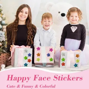 700 PCS Smiley Face Star Stickers for Kids – 1 Inch Sparkly Foil Reward Stickers, 8 Color Star Labels for Student Planner, Classroom Teacher Supplies, 3.15" Roll Diameter