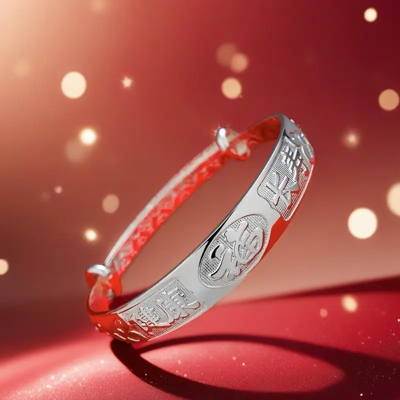 Full Silver s999 bracelet Sterling Silver bracelet Ladies Push-pull bracelet can be freely adjusted size for mother's birthday holiday gift Silver weight 32g / 1.12oz