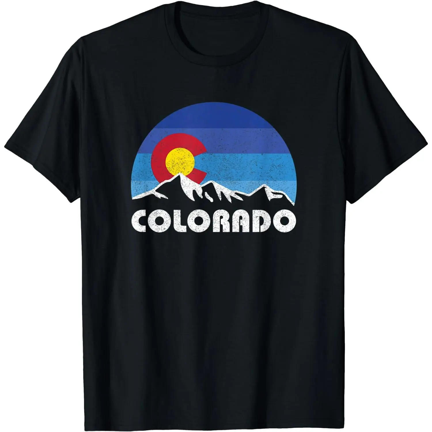 100% Cotton Vintage Retro Sunset Colorado Shirt Rocky Mountains Skiing T-Shirt