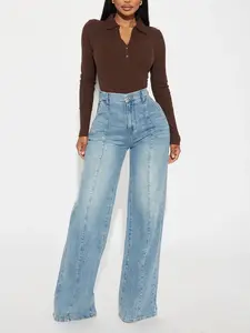 High Value Wide Leg Trouser Jeans - Light Wash