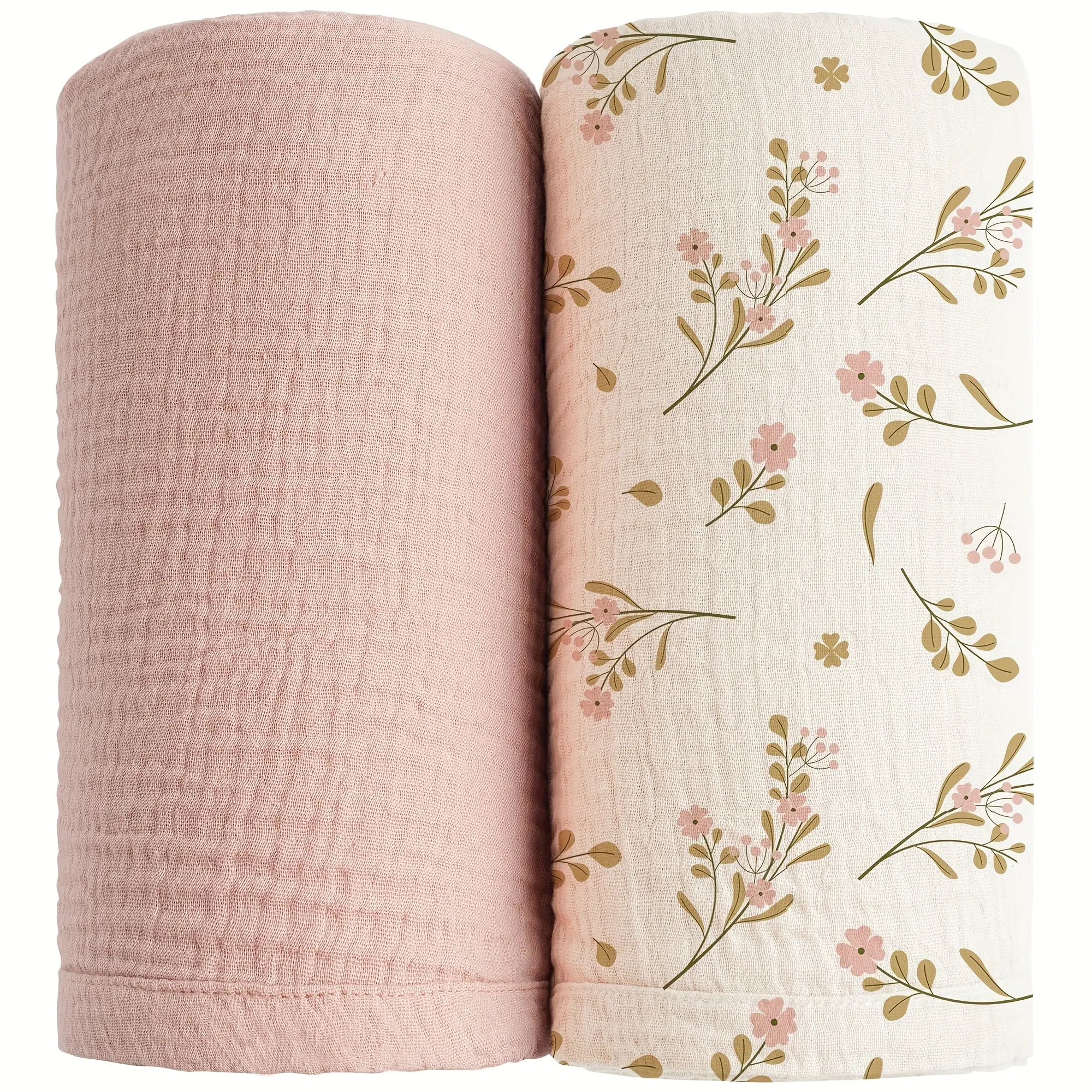 Set of 2 Muslin Swaddle Blankets Suitable for Boys And Girls, Generously Sized 39.37 X 39.37 Inches, Gentle And Airy Baby Swaddles for Infants (Gender Neutral)