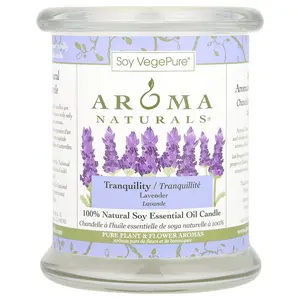 Aroma Naturals Soy VegePure®, 100% Natural Soy Essential Oil Candle, Tranquility, Lavender, 8.8 oz (260 g)