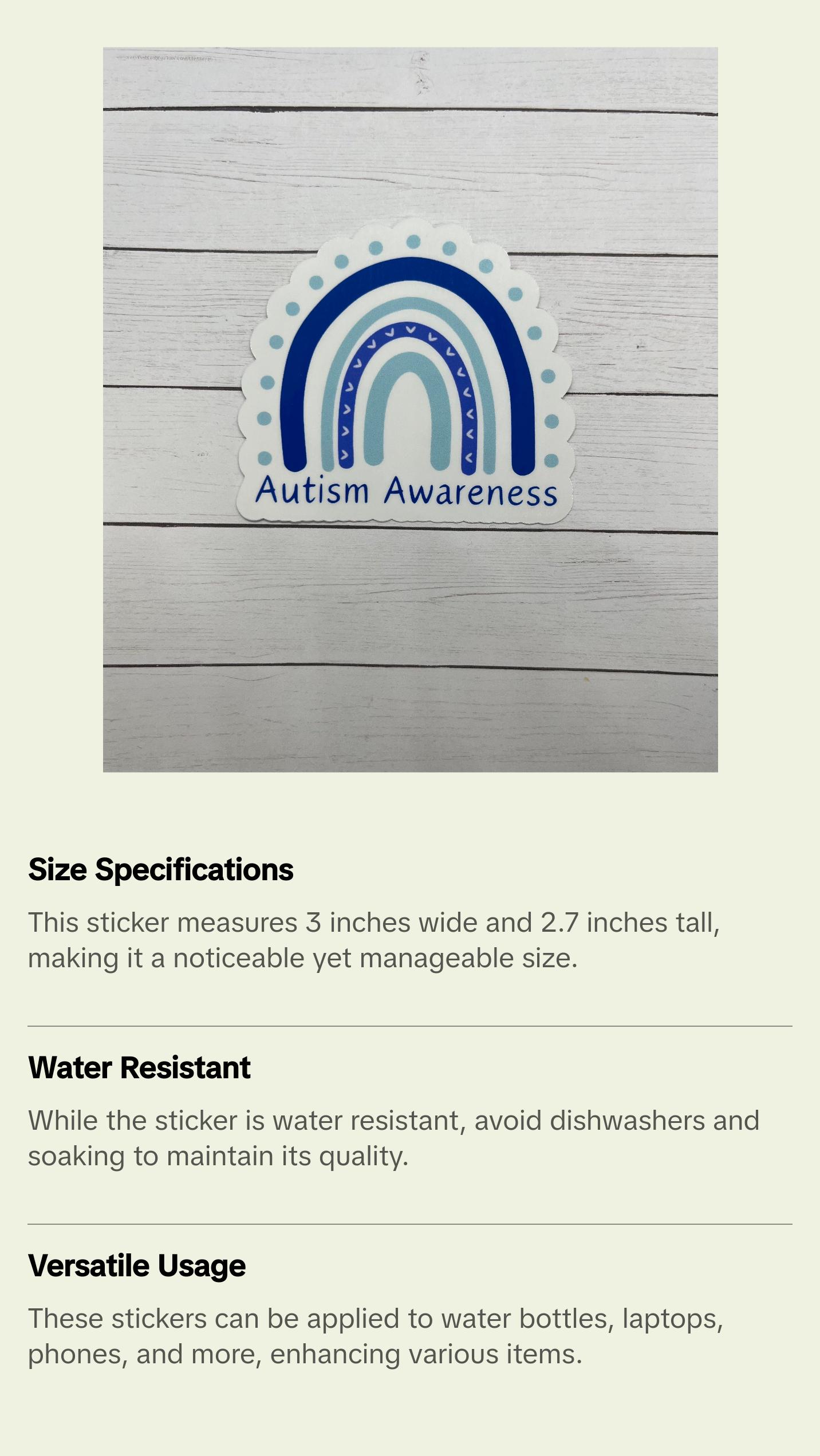 Autism Awareness Blue Rainbow Sticker