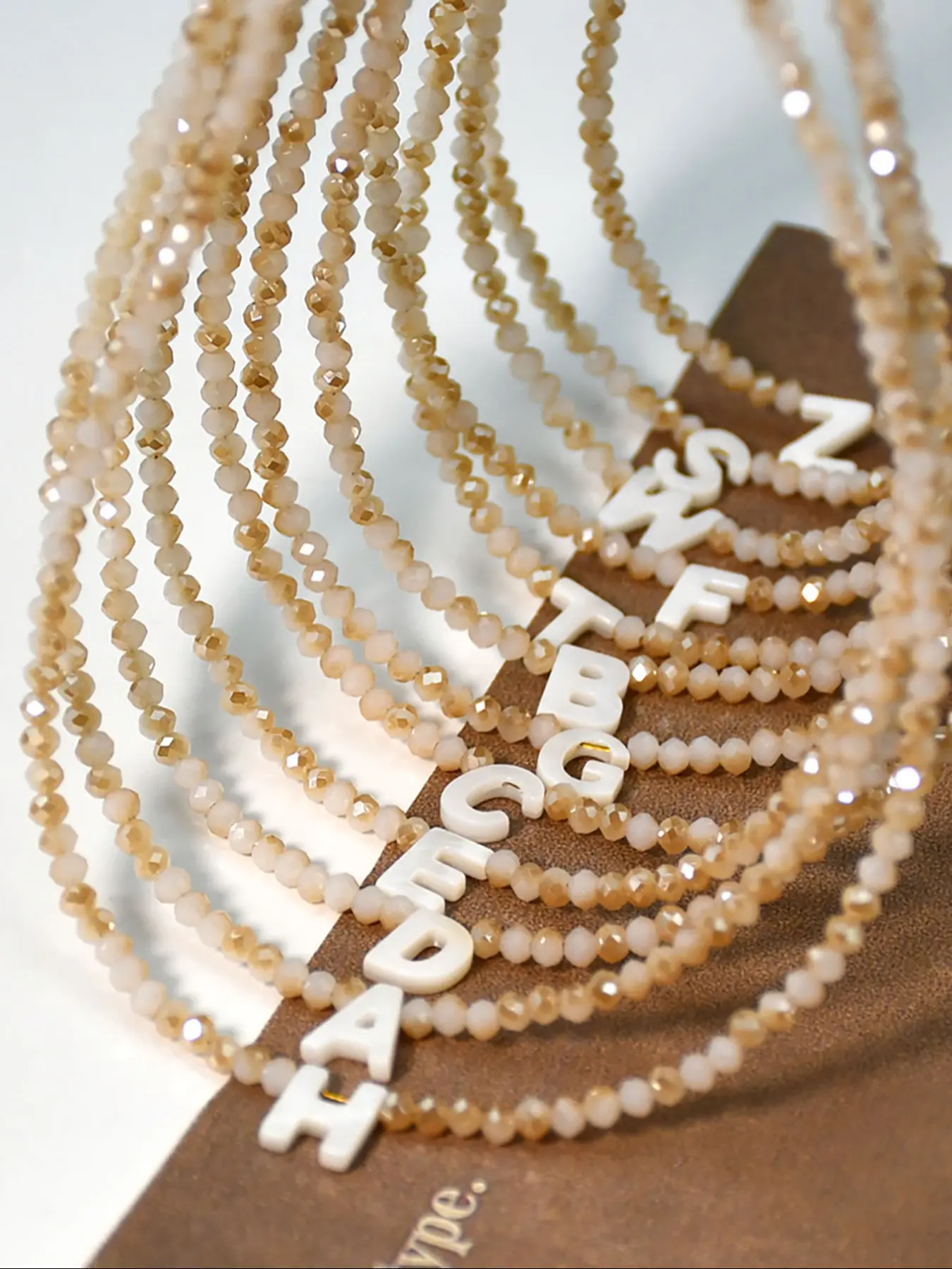 Shell Capital Letter Pendant Necklace with Crystal Bead Chain, Unique Crystal Design, Statement Necklace, Decorative Necklace, Necklace Name Plate, Elegant Alphabet Jewelry Gift, Fashion Accessory Valentine's Day Present