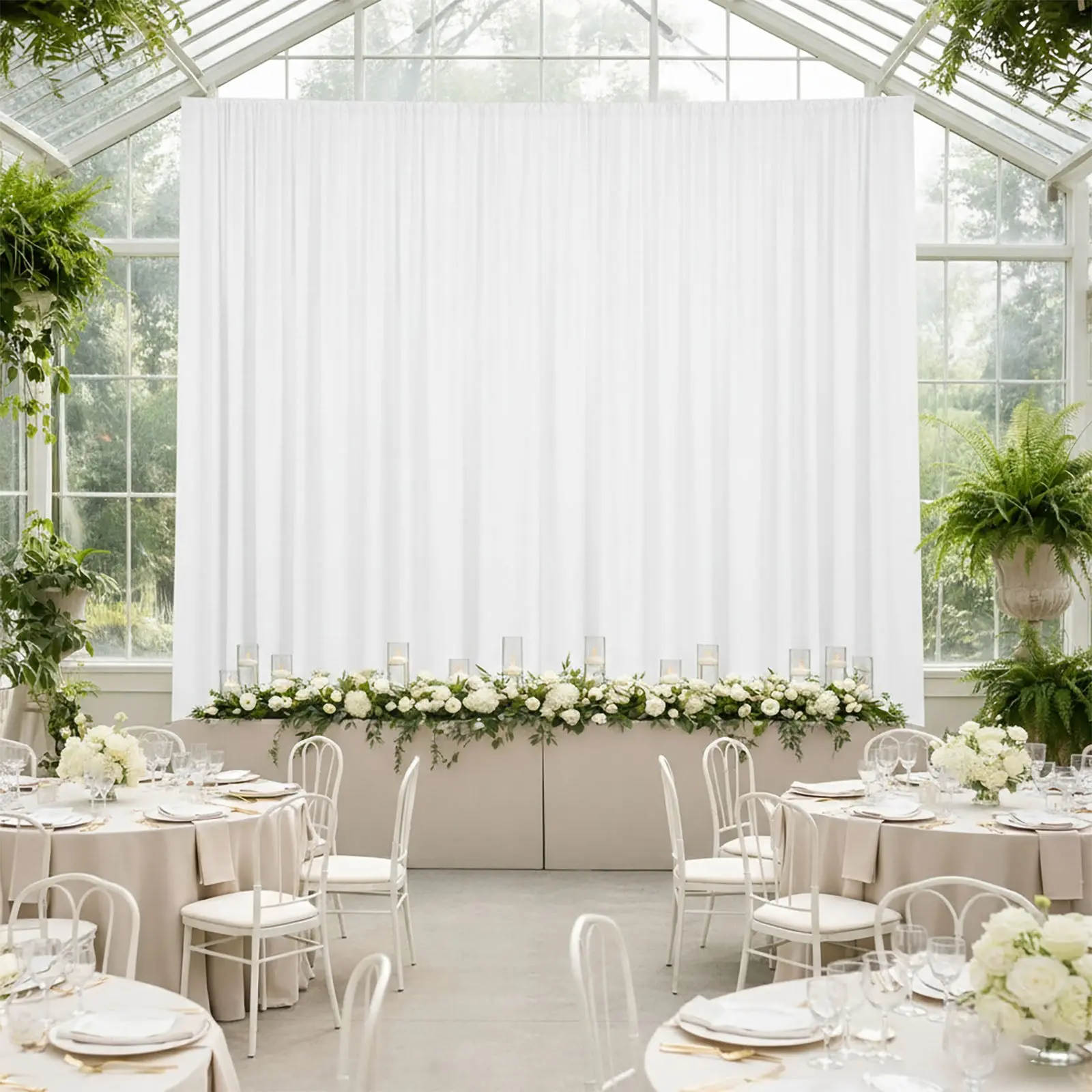 4-Way Stretchable White Spandex Backdrop Curtain - Wrinkle-Free, Rod Pocket Decorative Drapes for Photography, Wedding Arch Cover, 5ft x 20ft Festive Supplies