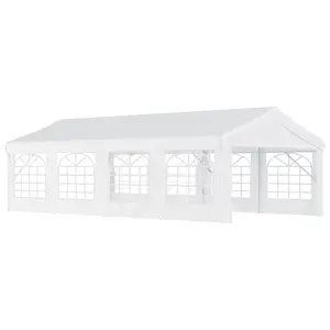 Outsunny 13' x 26' Heavy Duty Party Tent & Carport with Removable Sidewalls and Double Doors, Large Canopy Tent, Sun Shade Shelter, for Parties, Wedding, Outdoor Events, BBQ, White