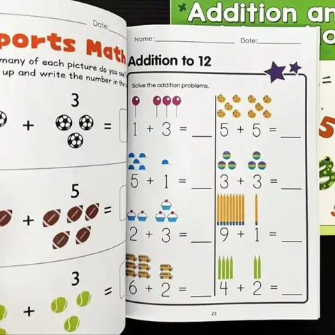 Mathematics Practice Book for Kids Ages 3-8, Fun Addition & Subtraction Workbook, Based on Image Formula Decomposition, 64 Pages, Teaching Supplies, Learning Materials