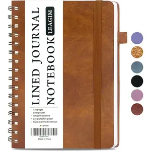 Lined Spiral Journal Notebook for Women & Men, College Ruled Hardcover Notebook for Work & Note Taking, Journals for Writing, 100 GSM, Business, School, 140 Pages, A5(5.8"x8.5") - Brown