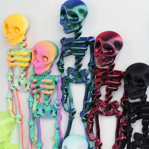 5pcs Set of Movable Skeleton Decorations - Halloween Skulls with Moving Joints, Classic Plastic House and Prop, Suitable for Multiple Room Haunted Home Décor Ornaments Spooky