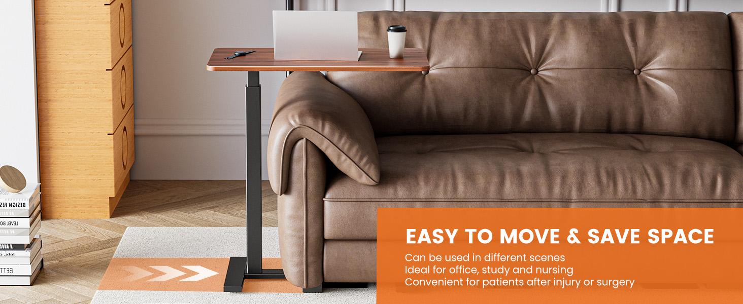 Overbed Bedside Table with Wheels, Adjustable Hospital & Home Use Bed Table, Rolling Laptop Table, Mobile Standing Desk