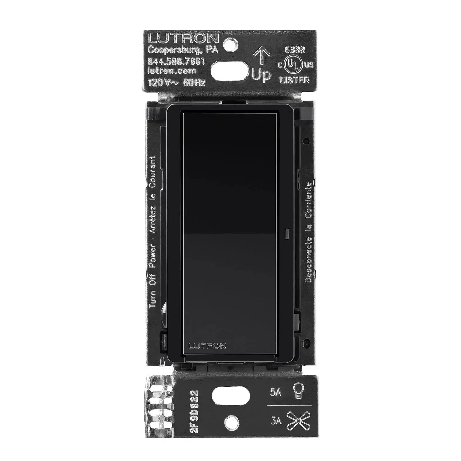 Lutron DVRF-5NS-BL Caseta Claro Smart Switch, 5A, Single-Pole/3-Way/Multi-Location, Black