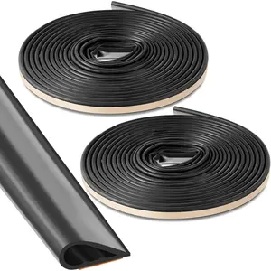 2 count Adhesive Fire/ Gasketing Flexible  Rubber Gasket  Seal for Door Window Indoor Outdoor Commercial Weather Stripping (0.5" W X 0.25" H X 18' L,Black)