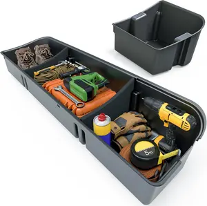 YINTATECH Upgraded Rear Under Seat Storage Box Fit for 2015-2025 Ford F-150 F150 SuperCrew/Crew Cab, 2017-2024 F-250/F-350/F-450/F-550 Super Duty, Truck Organizer Underseat Storage Tool Box