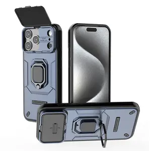 Ring Magnetic Case for iPhone 17 Pro Max 17 Air 16 15 14 13 Pro Max, with Slide Camera Protective Cover, Compatible with MagSafe, with Finger Ring Holder Kickstand, Military Shockproof Phone Cover