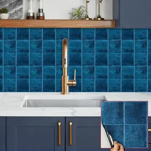 3D Self-adhesive Waterproof Wall Tile Decal, 4 Counts/set 9x9 Inch Speel & Stick Backsplash, Self-adhesive Wall Tile Decoration for Kitchen, Bathroom Walls, Ornaments, Removable Decorative Backsplash