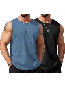 COOFANDY Men's Vests Workout Tank Tops Sleeveless Gym Muscle Tee Shirts 2 Pack Casual Breathable Waffle Knit Tanks