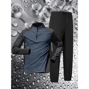 Men's Half-Zip Training Suit, Quick-Drying Long-Sleeve Top and Trousers Set for Track & Field, Running and Fitness, Sportswear Set
