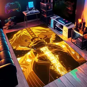Demon Slayer Anime 05 Cartoon Printed Carpet, Geometric Graphic Rug, Home Living Room Bedroom Office Chair Under Rug, Gift for Family and Friends for Festive Occasions, Christmas Decorative Rug