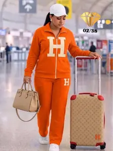 Women's Designer-Inspired Zip-Up Tracksuit Set