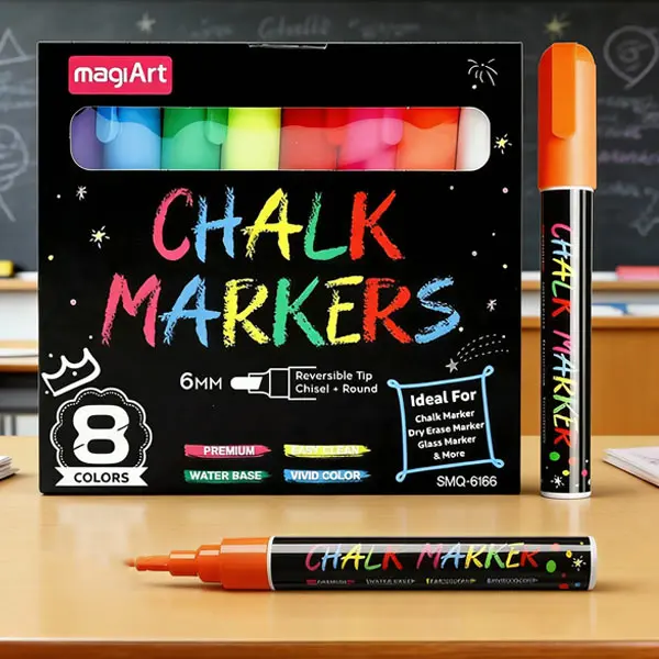 Washable Jumbo Tip Liquid Chalk Markers with Rectangular Nib - Bold Writing Office Stationery Writing & Correction Tools for Glass Surfaces, DIY Crafts
