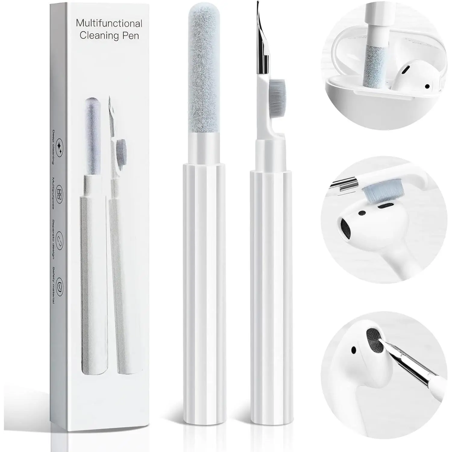 Airpod Cleaner Kit Cleaning Tool for Airpods 1 2 3 4 Pro with Soft Brush Flocking Sponge for Cleaning Keyboard Laptop  Earphones Headsets  Case More