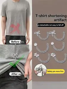 6pcs Sewing-Free Hem Clips, Adjustable Sleeve & Pants Clips, Durable Detachable Fashion Fasteners, Safety Pin for T-Shirts, Jeans, Shirts, Scarves