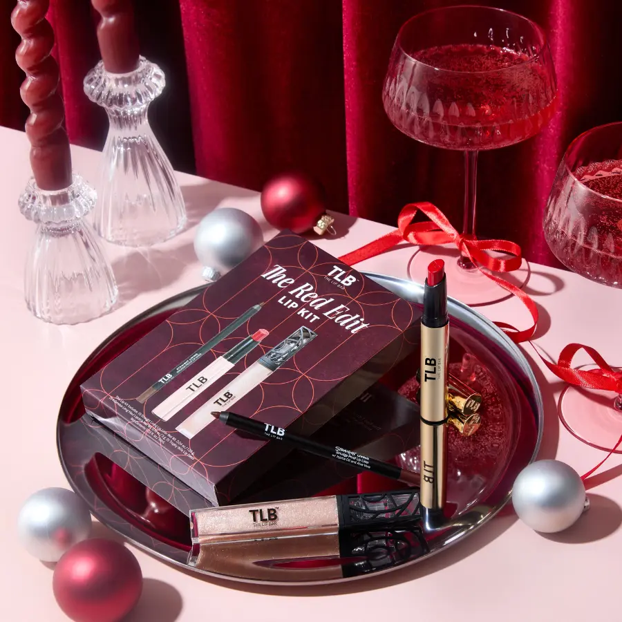 Holiday Gift Lip Trio - 3 Full Size Products - Long Haul Long Wear Soft Matte Bullet Lipstick, Shimmer Gloss, Creamy Lip Liner - Bestselling Set for Gifting - Gift Box Flattering and Pretty Holiday Look